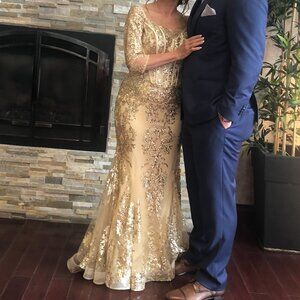 Gold Sequin Embroidery Dress